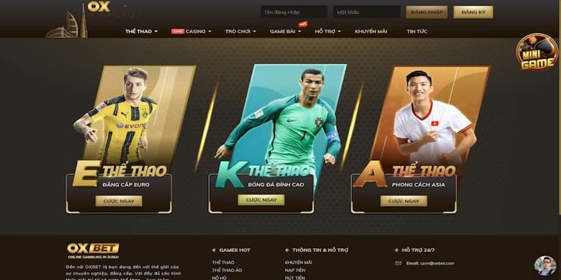3 bước hướng dẫn đặt tiền cược Thể Thao OXBET